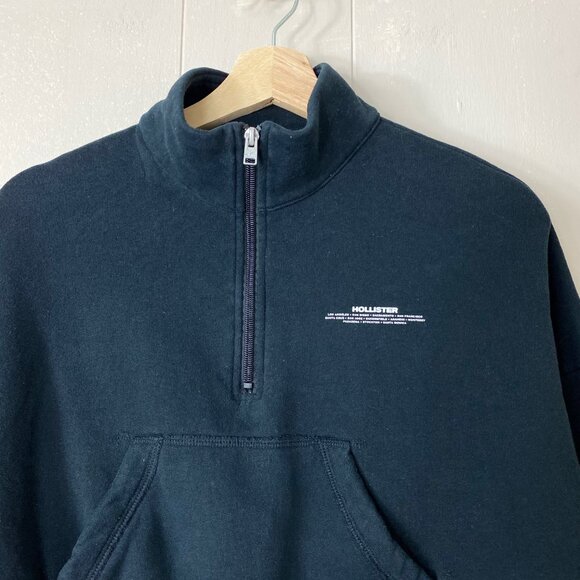 Hollister Black 1/3 Zipped Cropped Sweater Size Small - Picture 2 of 8